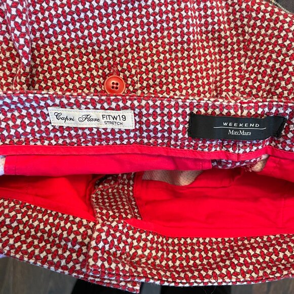 Max Mara Weekend Stretch Capri Flare Pants  FITW19 Red/Blue/White-Size 4 - Picture 4 of 10